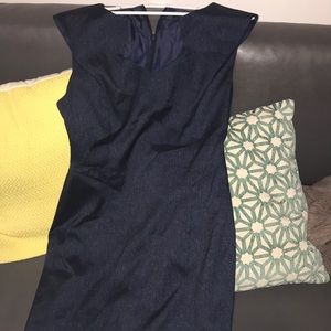 Dark blue dress. Perfect for “office attire”.